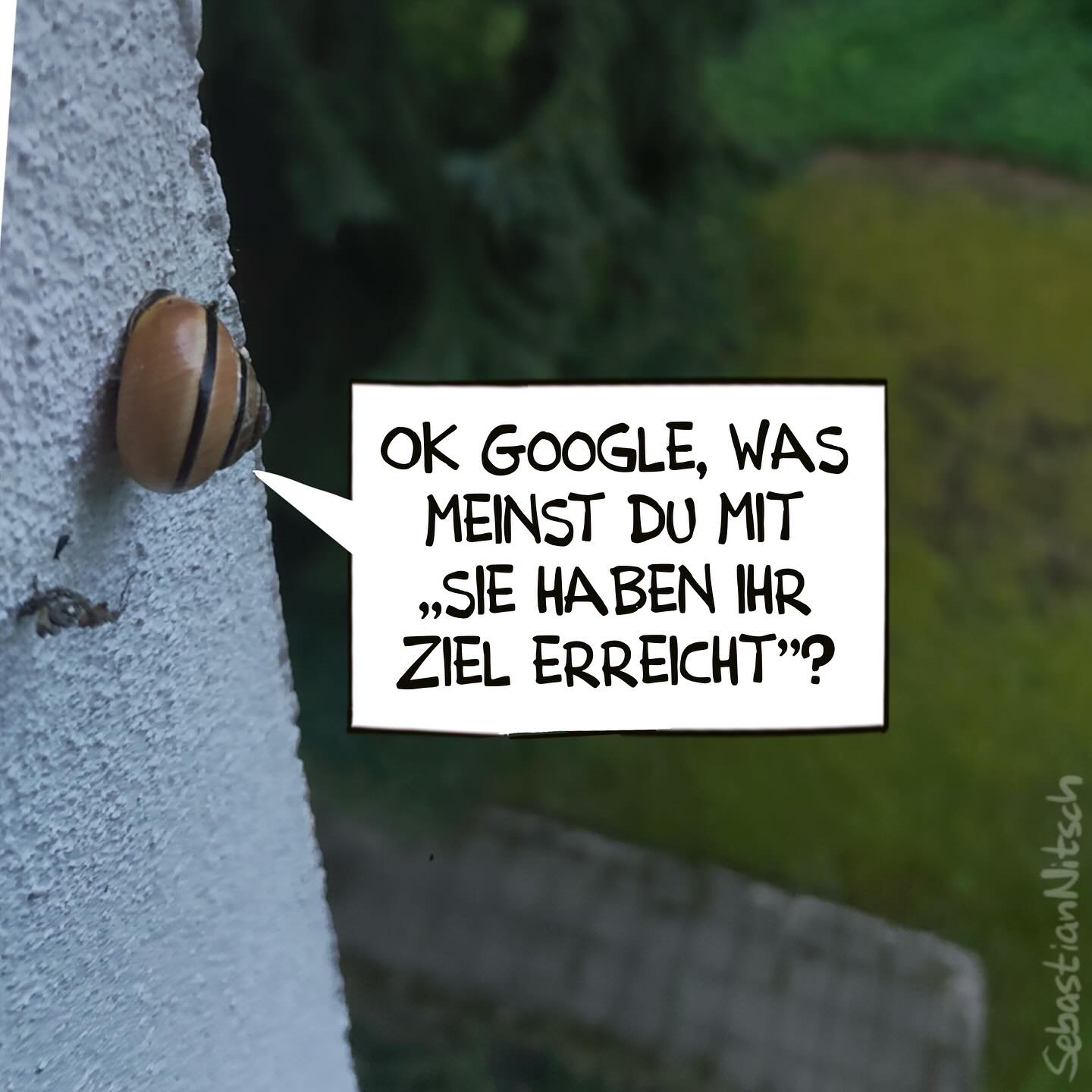 Uff. Und gute Reise allen Urlaubs-Heimkehrern. #schnecke #naturerleben #navigation #gps #google #ki #promptengineering #routenplanung #gutereise #cartoon