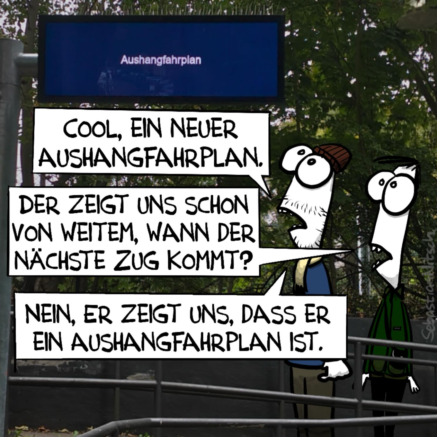 Die Technik wird immer menschlicher. #öffis #technik #fahrplan #berlín @deine_sbahnberlin #gutefahrt #information #cartoon #illustration #selbstgemacht #gutereise