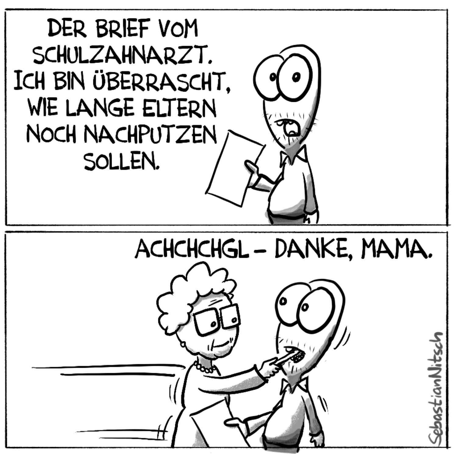 Gründlich! #zähneputzen #mundhygiene #kinder #elternsein #gemeinsam #familie #miteinander #fürsorge #cartoon #illustration #selbstgemacht